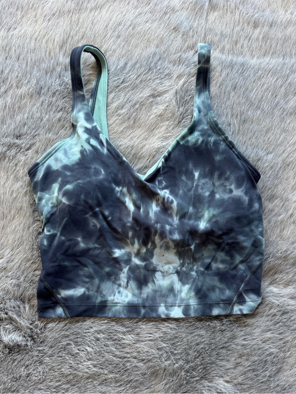 Lululemon Tie-Dye Crop top tank with support - Green/Navy.